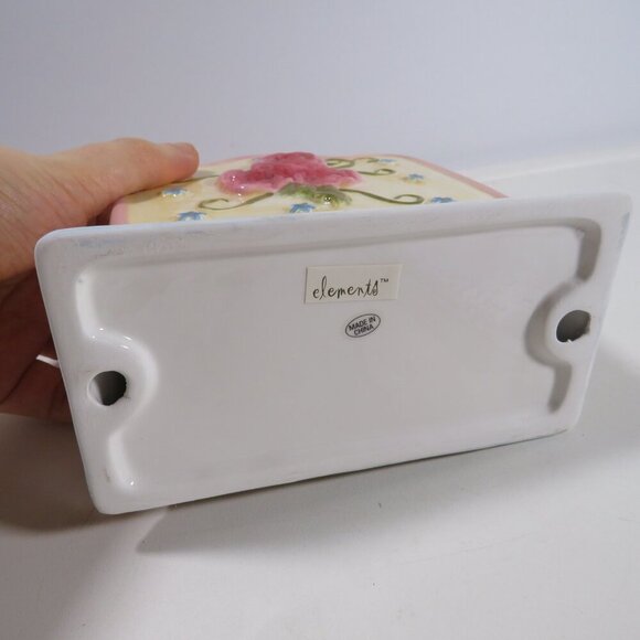 Elements Napkin / Envelope Holder Ceramic Pink Rose with Diamond design embossed - Picture 5 of 7